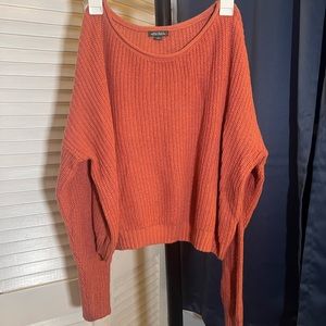 Burnt Orange-Pink Light Weight Ribbed Sweater, Size XL